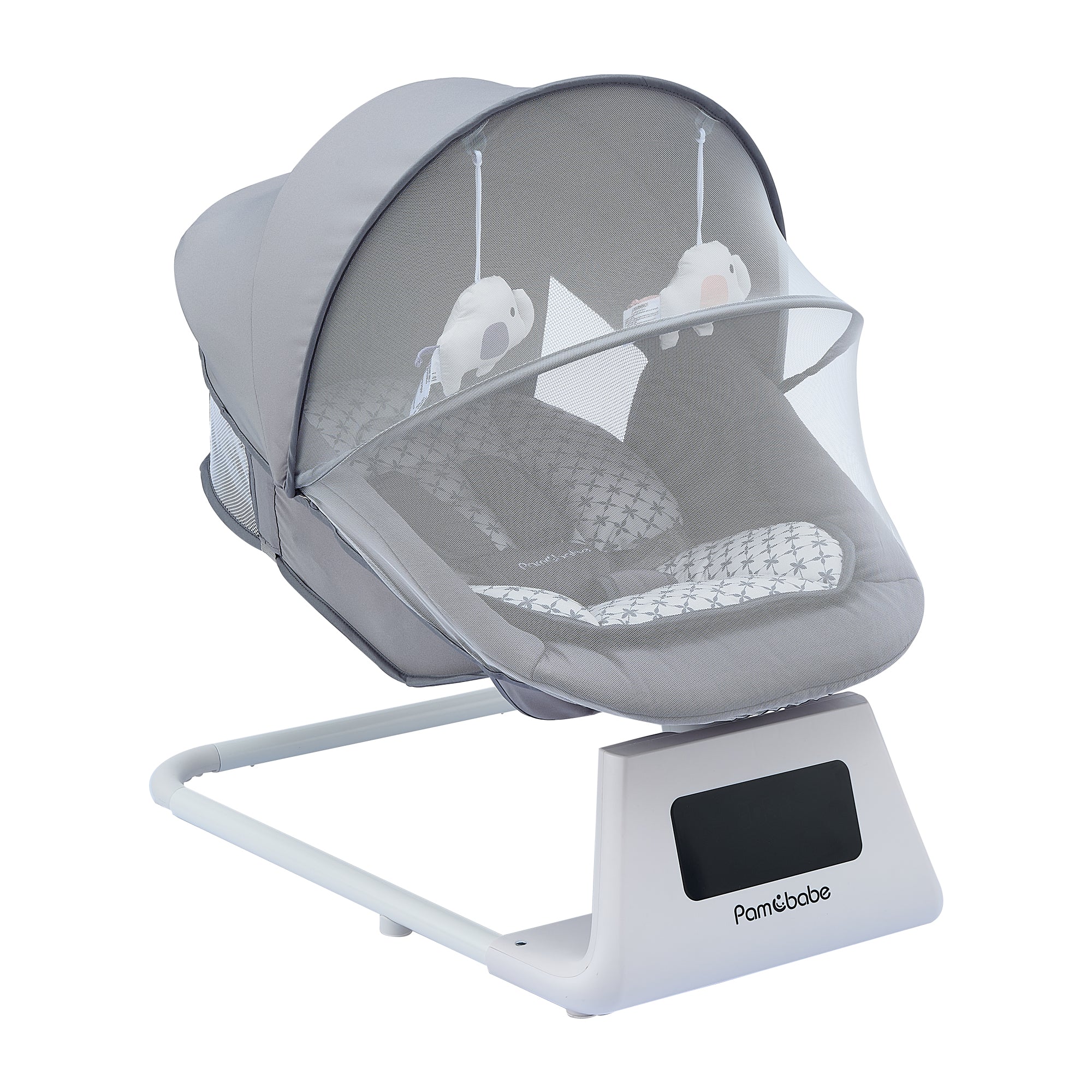 Pamo Babe Unisex Baby Swing for Newborns,5 Speeds swing modes, Canopy,Mosquito Net(Grey)