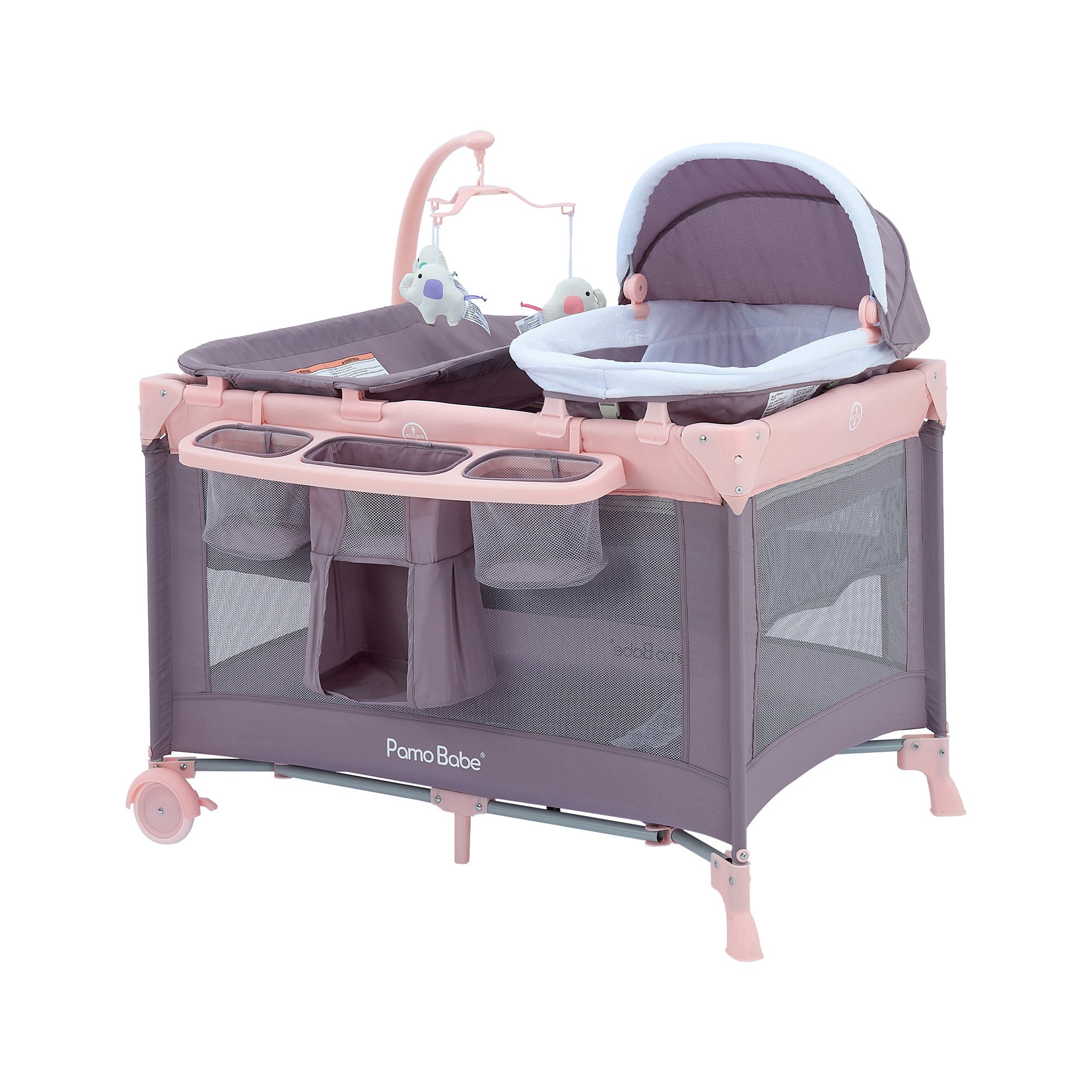 Pamo Babe Playard with Bassinet & Changing Table, Pink