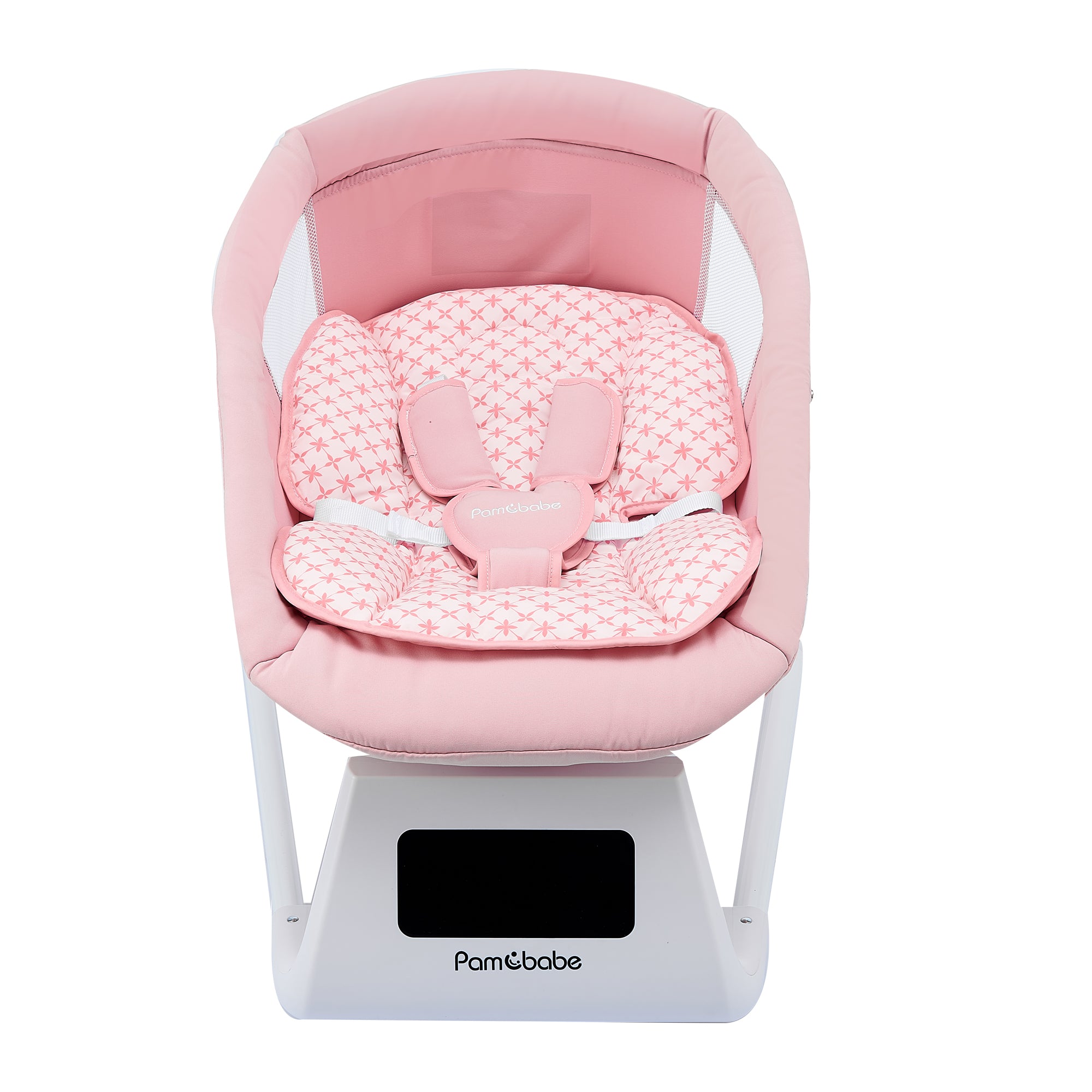 Pamo Babe Baby Swing for Newborns,5 Speeds swing modes, Canopy,Mosquito Net(Pink)
