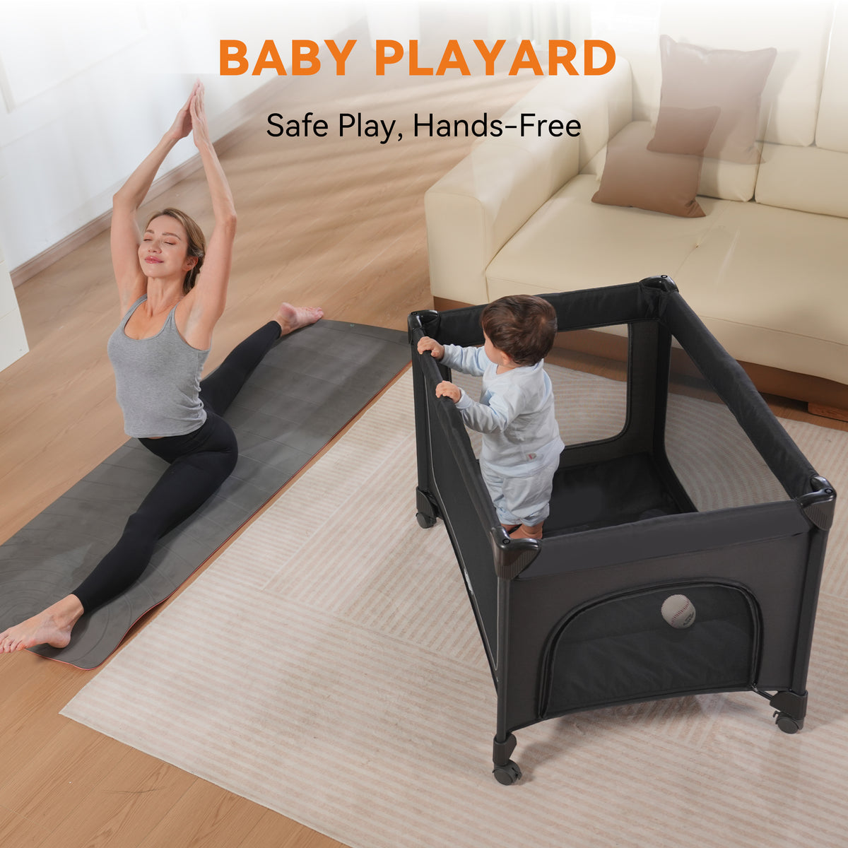 Pamo Babe Pack and Play with Bassinet 1 Step Set Pack And Play Baby Playard with Mattress