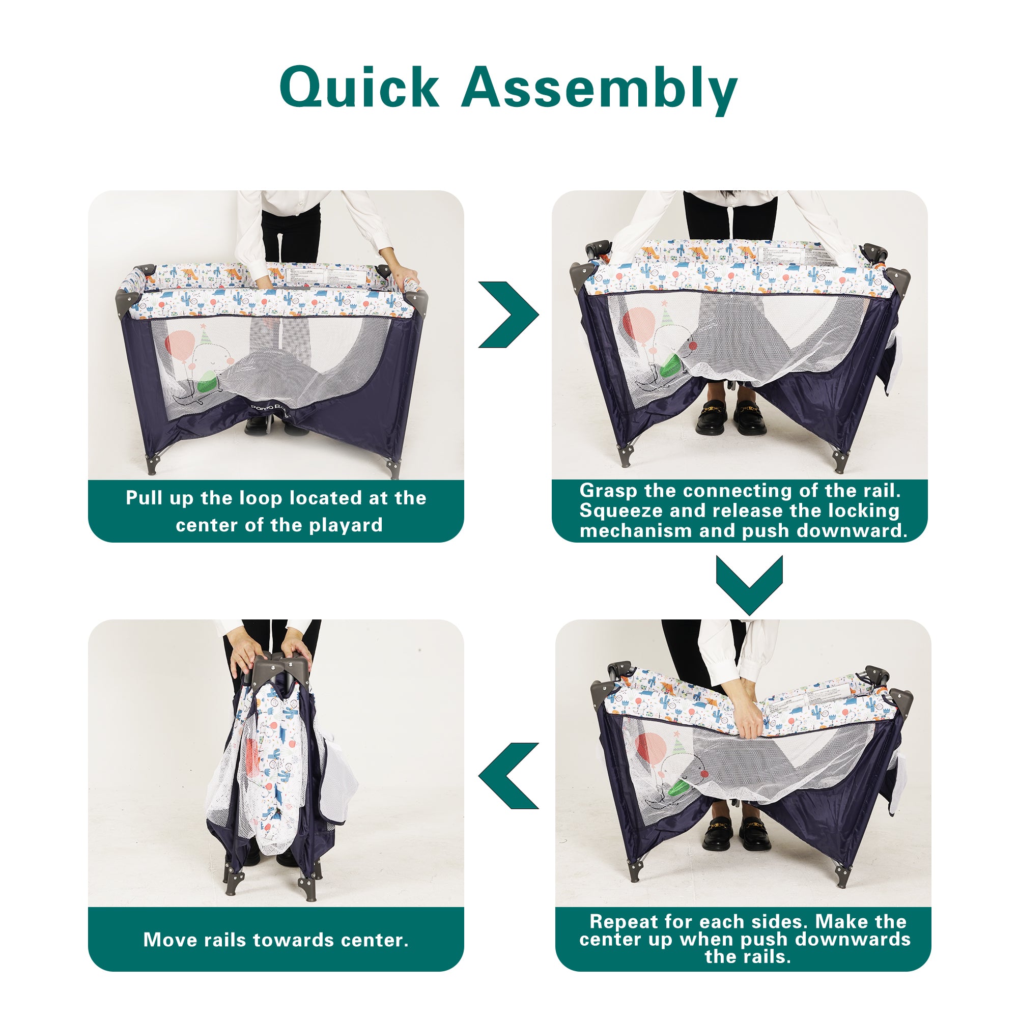 Pamo Babe Unisex Portable Basic Playard and Playpen with Mattress and Carry Bag(Blue)