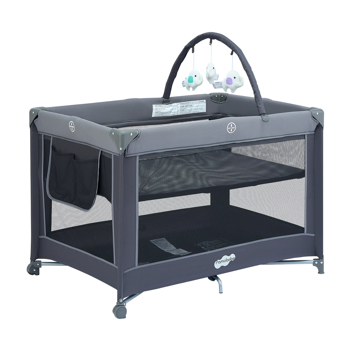 Pamo Babe Portable Playard,Sturdy Play Yard with Mattress and Toy bar with Soft Toys