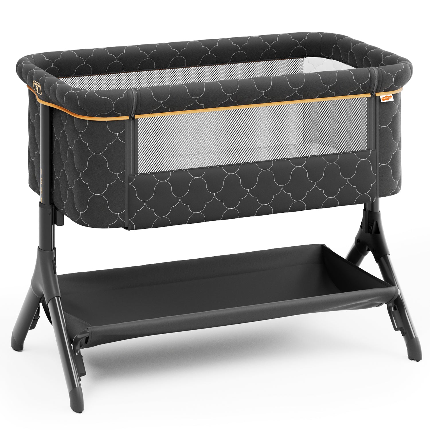 Pamo babe Bedside Bassinet for Baby, 3-in-1 Foldable Travel Bassinet with Wheels, Portable Baby Bassinet Adjustable Height, Storage Bag, Baby Bedside Sleeper Ideal Gift for Newborn Parents