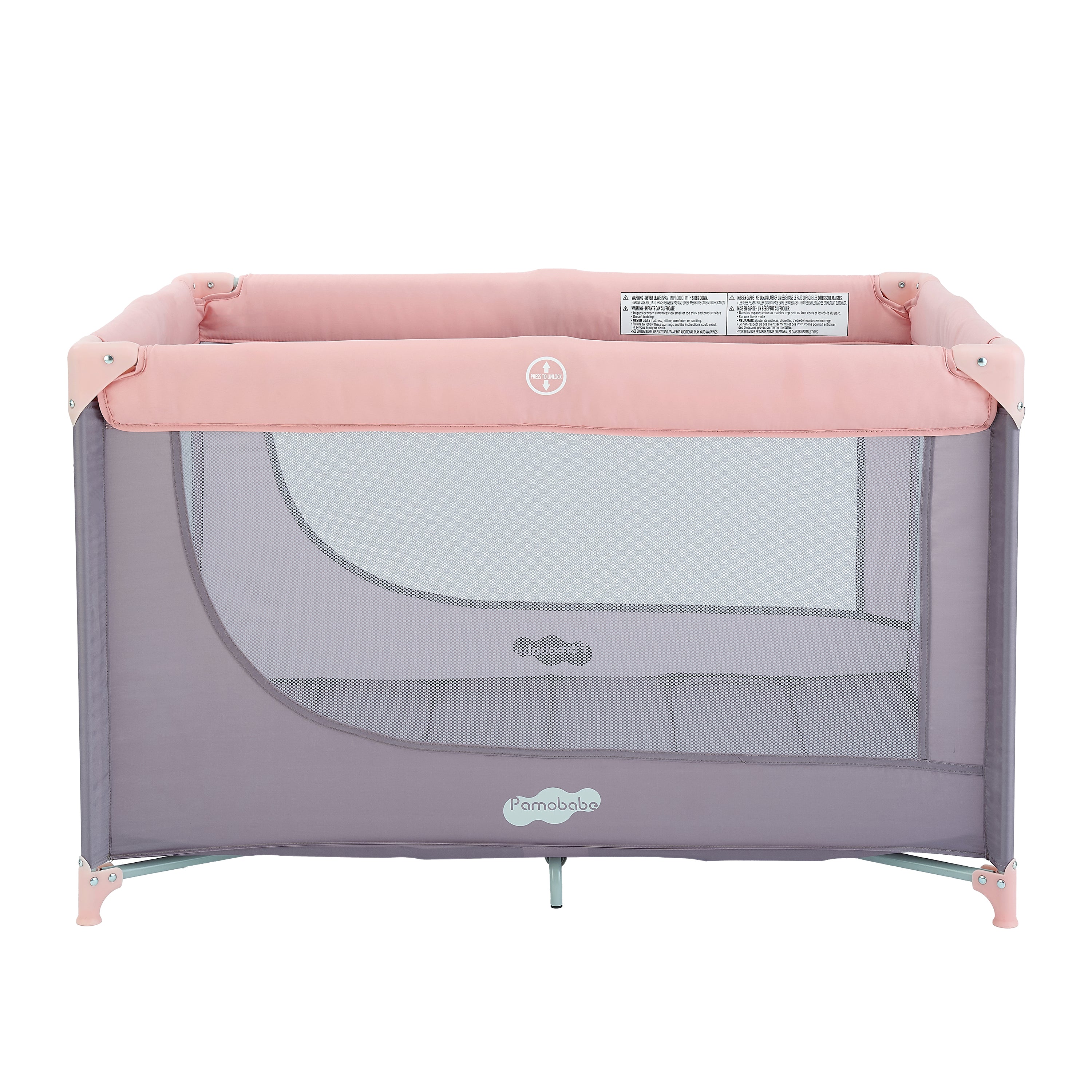 Pamo Babe Portable Crib with Mattress & Carry Grey