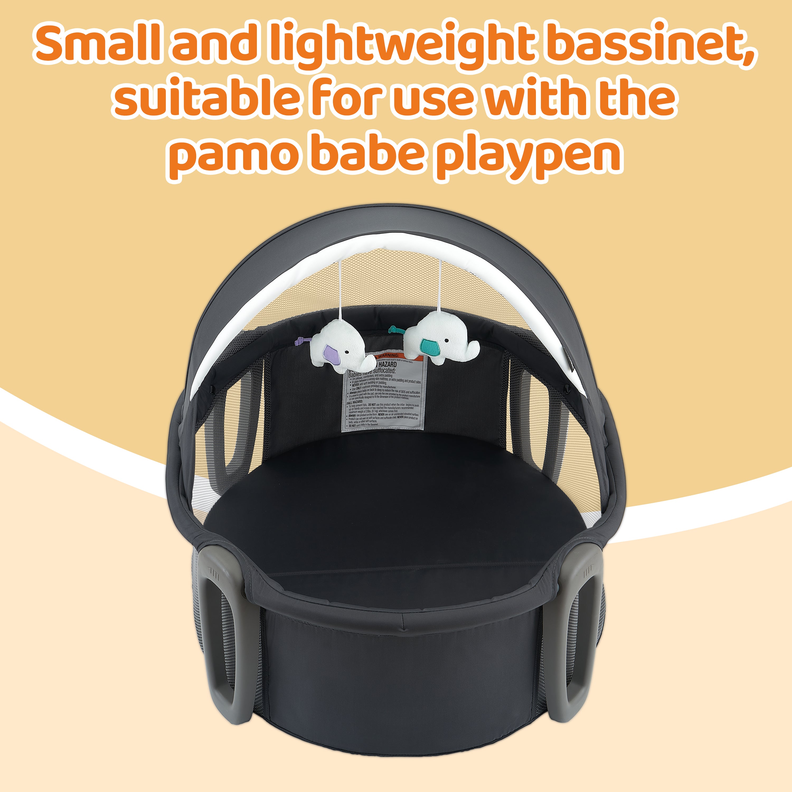 Pamo Babe Portable Playard, Unisex Baby Play Pen with Carrying Bag (Gray)