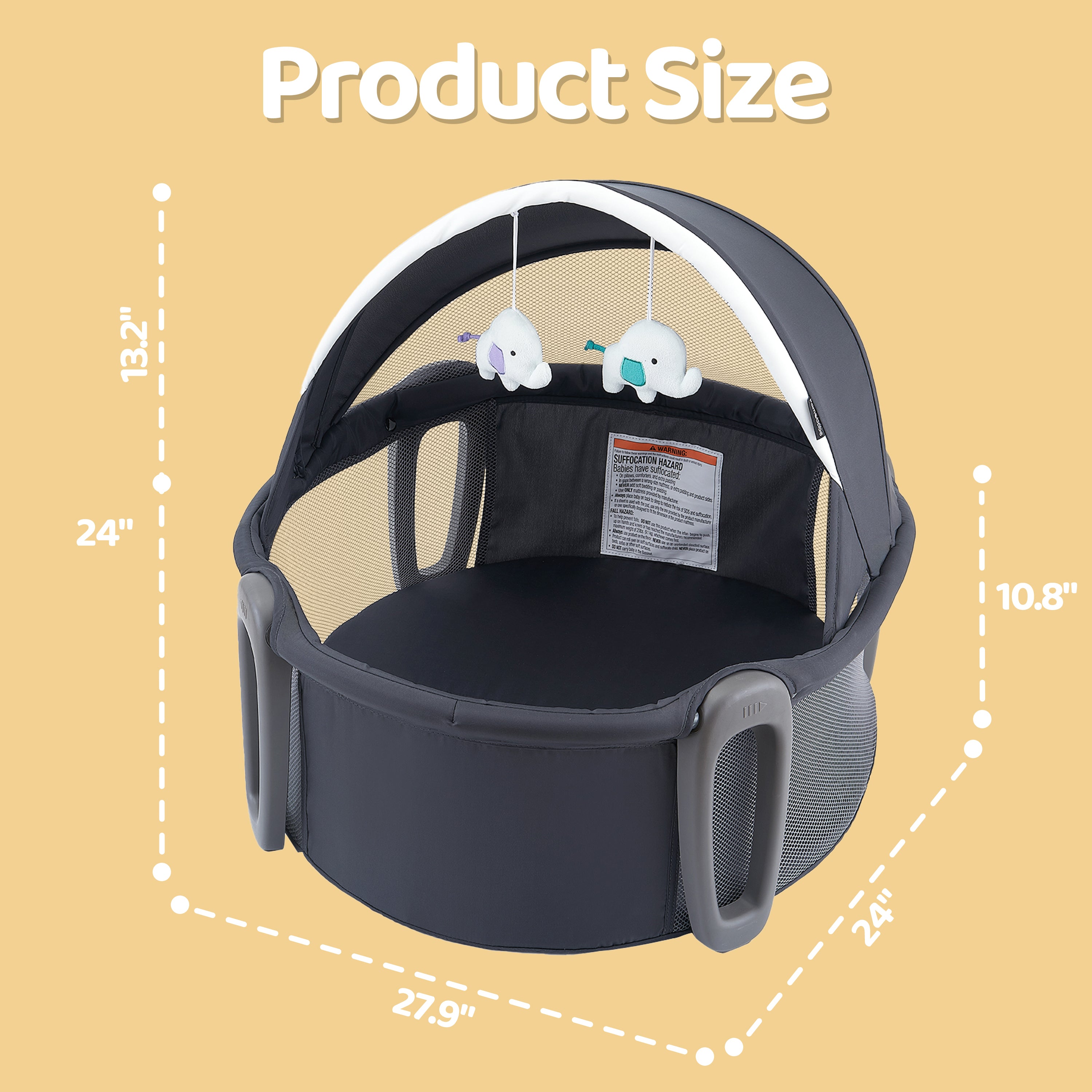 Pamo Babe Portable Playard, Unisex Baby Play Pen with Carrying Bag (Gray)