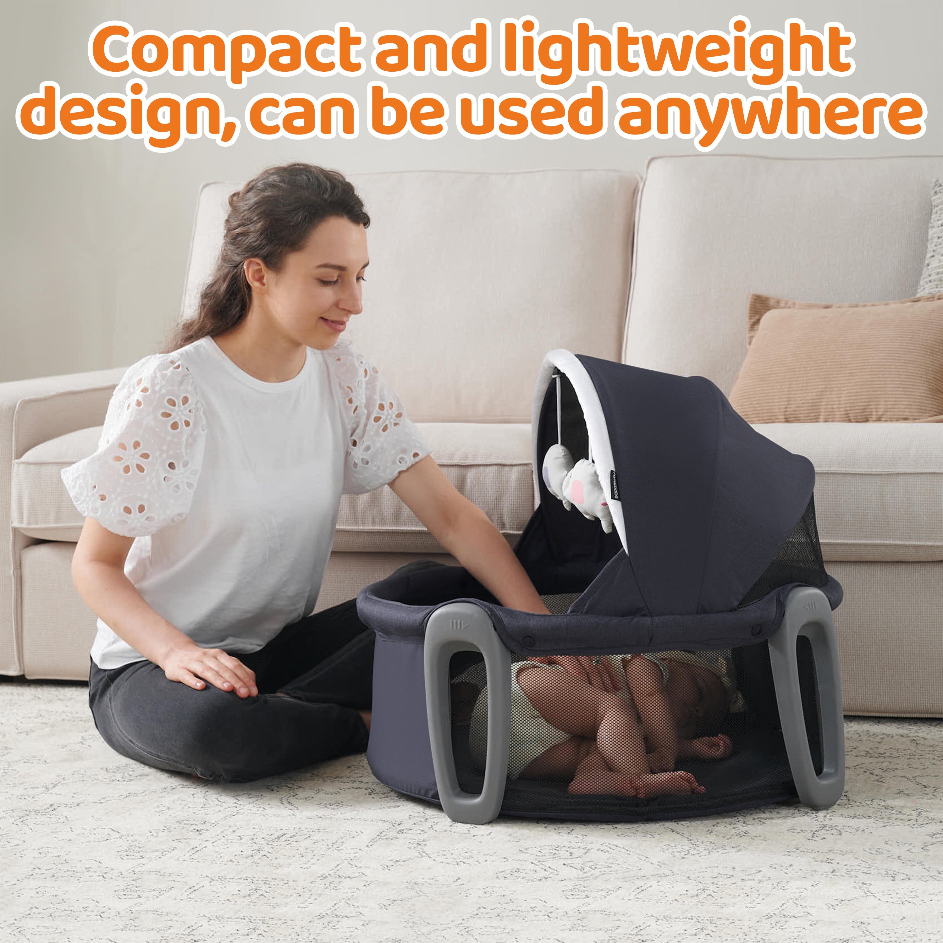 Pamo Babe Portable Playard, Unisex Baby Play Pen with Carrying Bag (Gray)