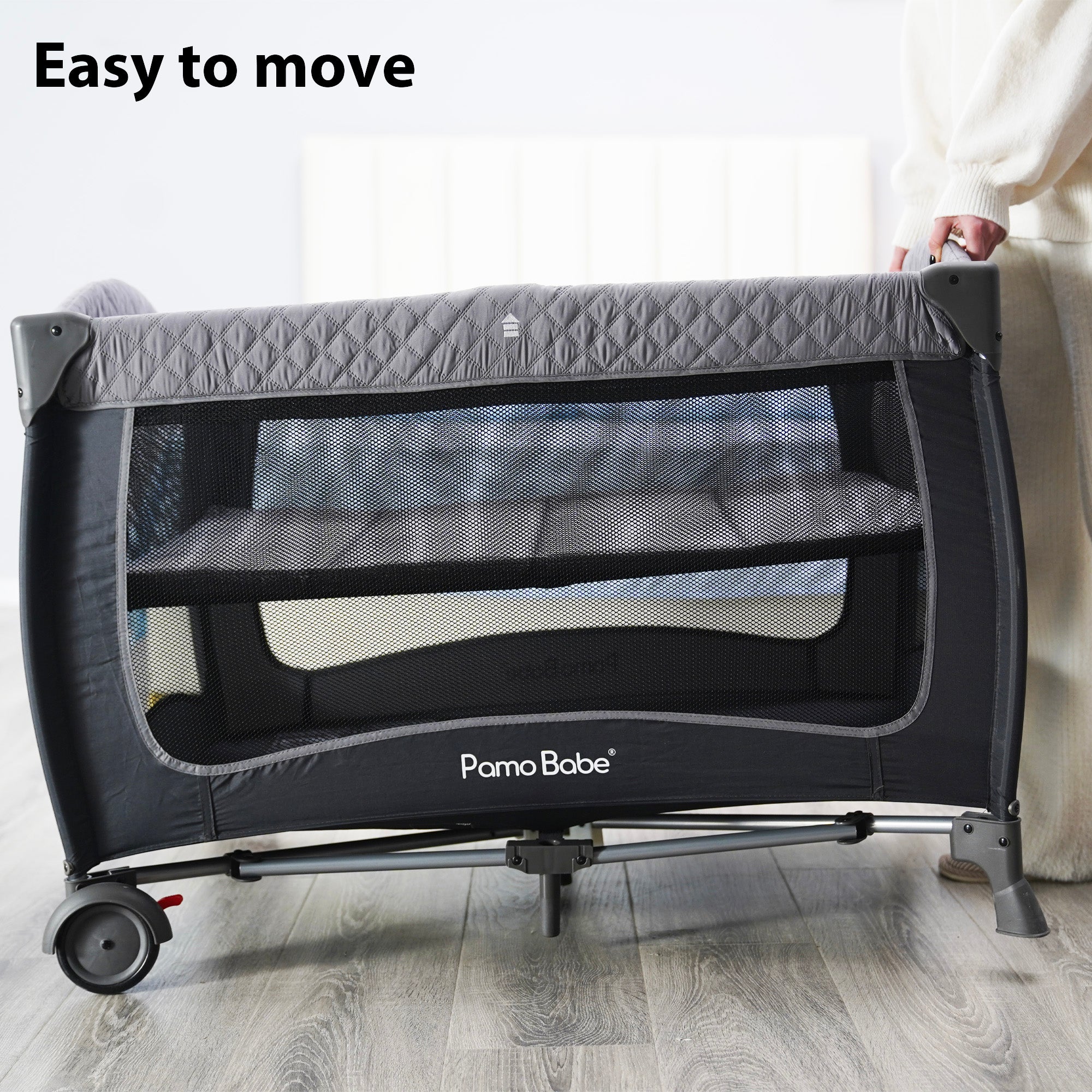 Pamo Babe Baby Playard with Canopy, Portable Crib with Changing Table