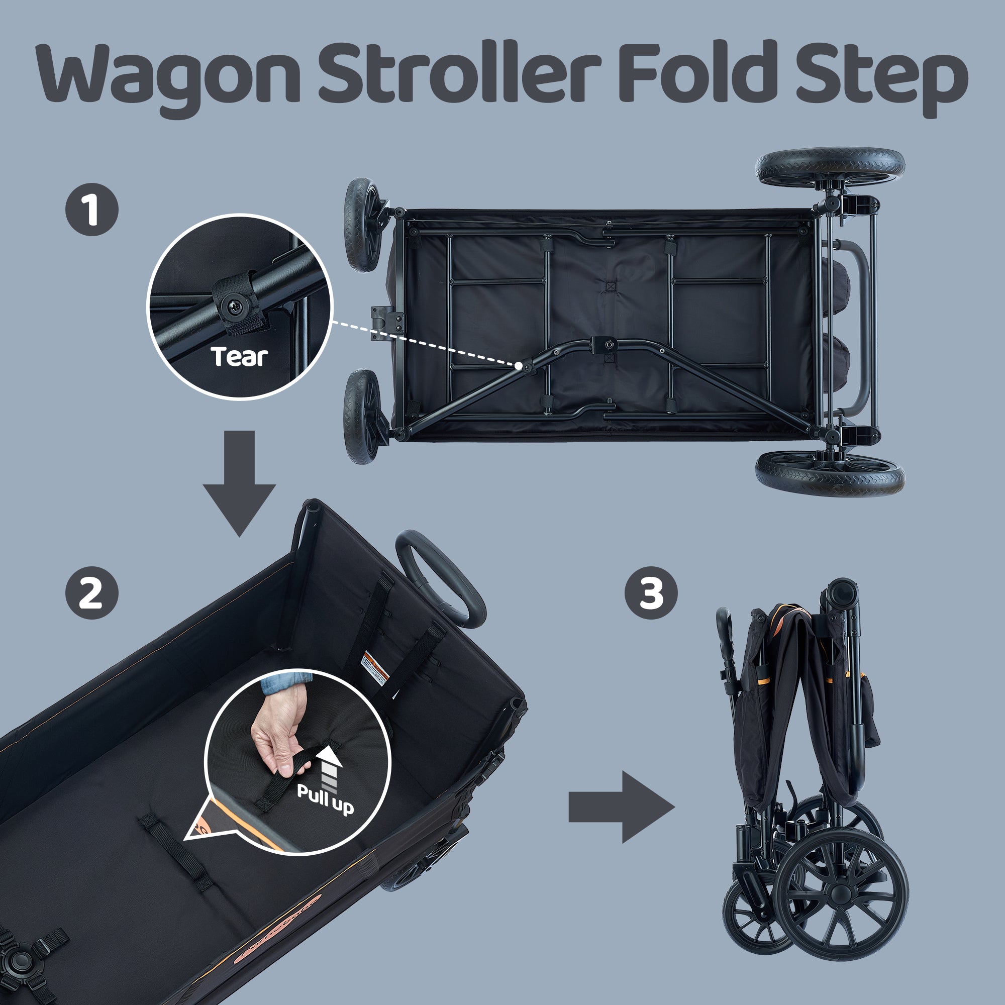 Pamo Babe Wagon Stroller, 2-Seat and All-Terrain Wagon for Toddlers with Canopy Adjustable Handlebar for Toddler