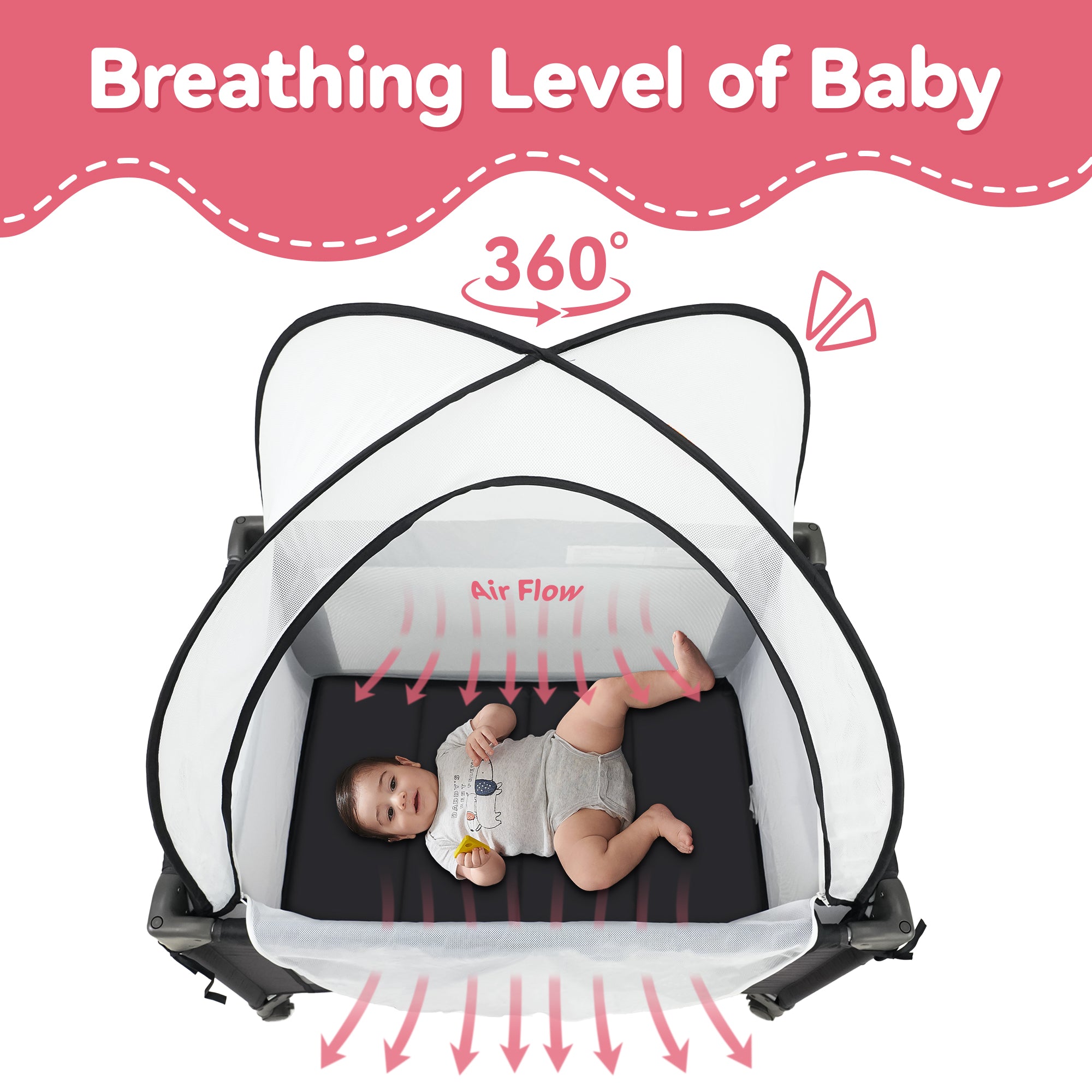 Pamo Babe Pack and Play Tent, Net Cover to Keep Baby in, Pop Up Breathable Mosquito Net