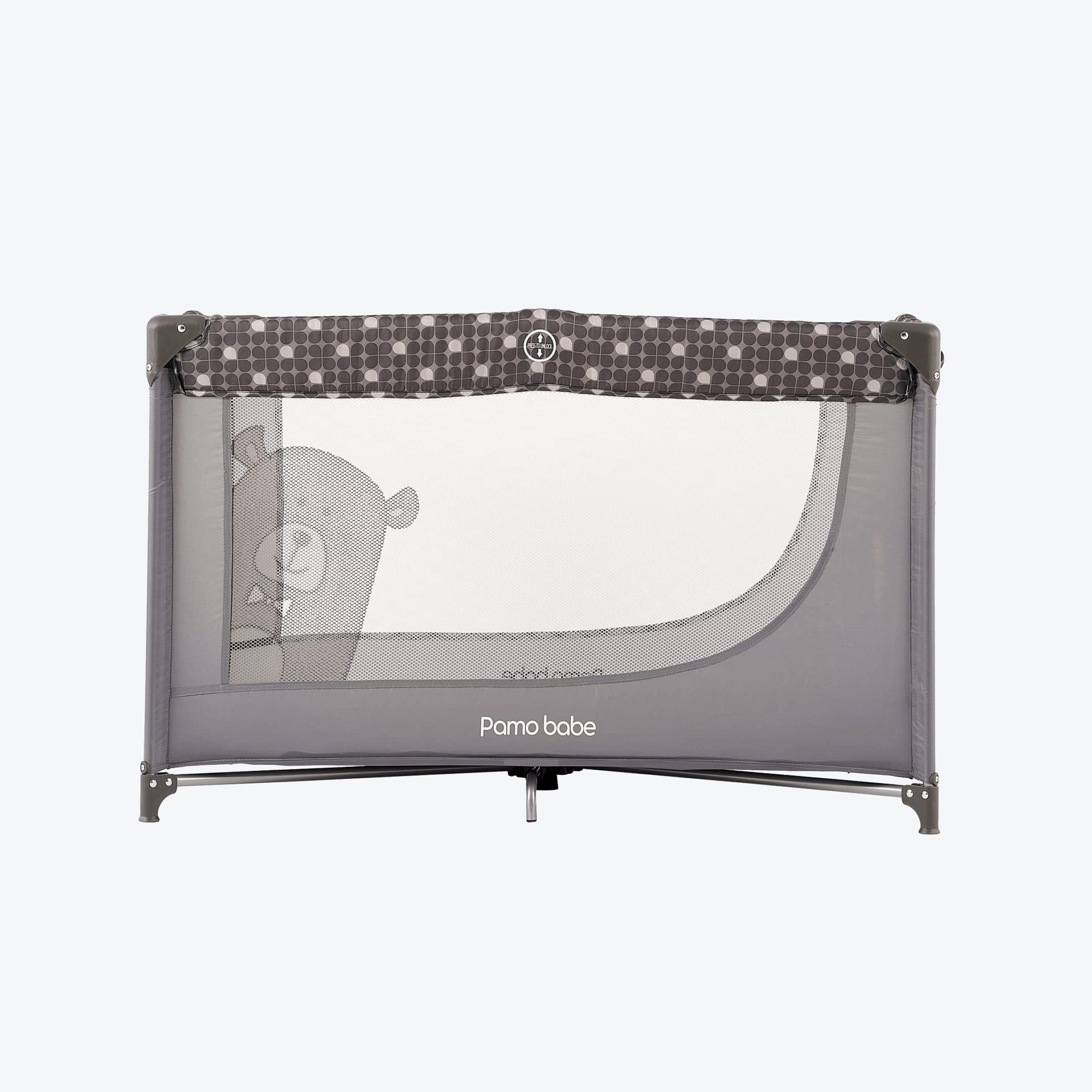 Pamo Babe Portable Crib with Mattress & Carry Grey