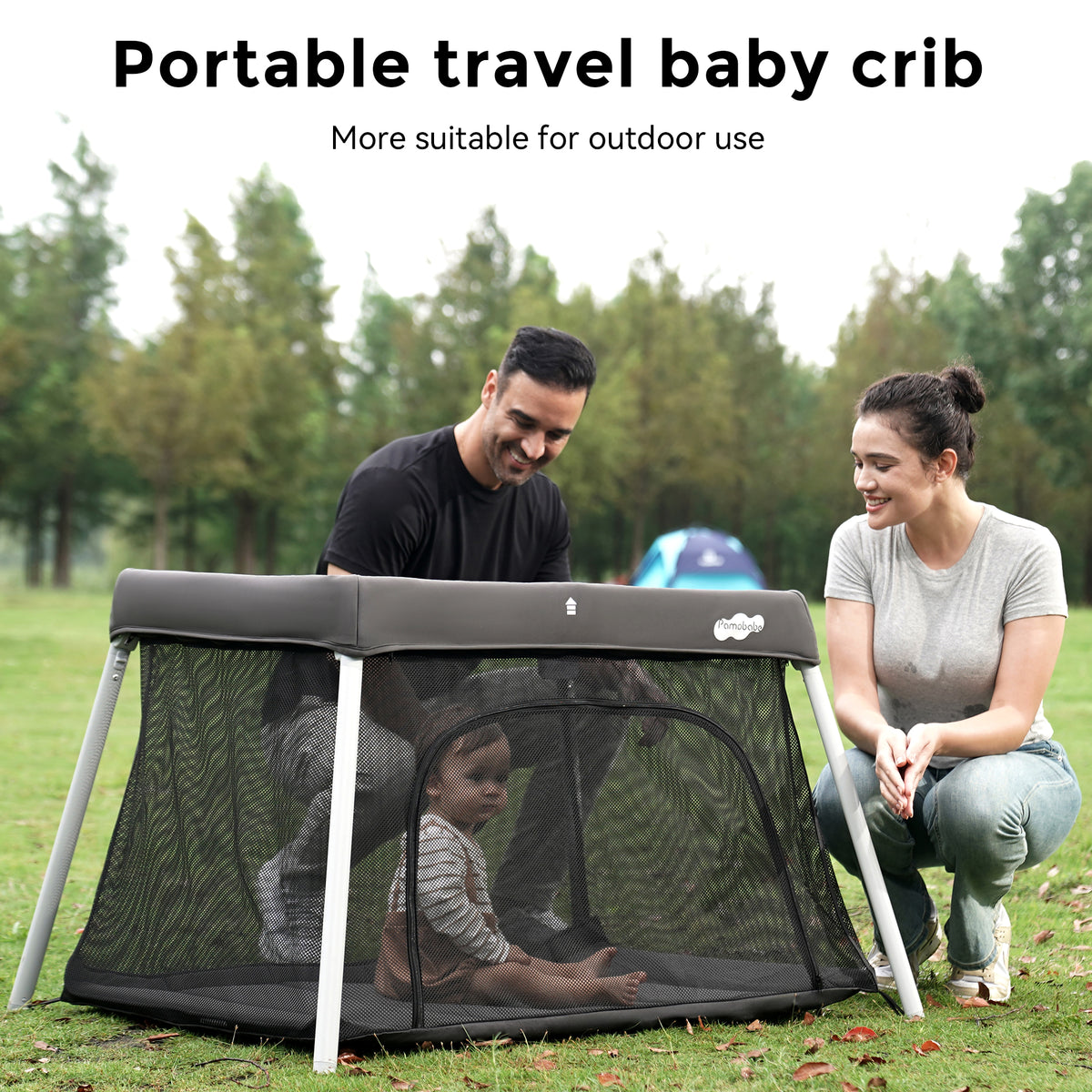 Pamo Babe Travel Crib, Portable Pack and Play with Mattress for Toddlers