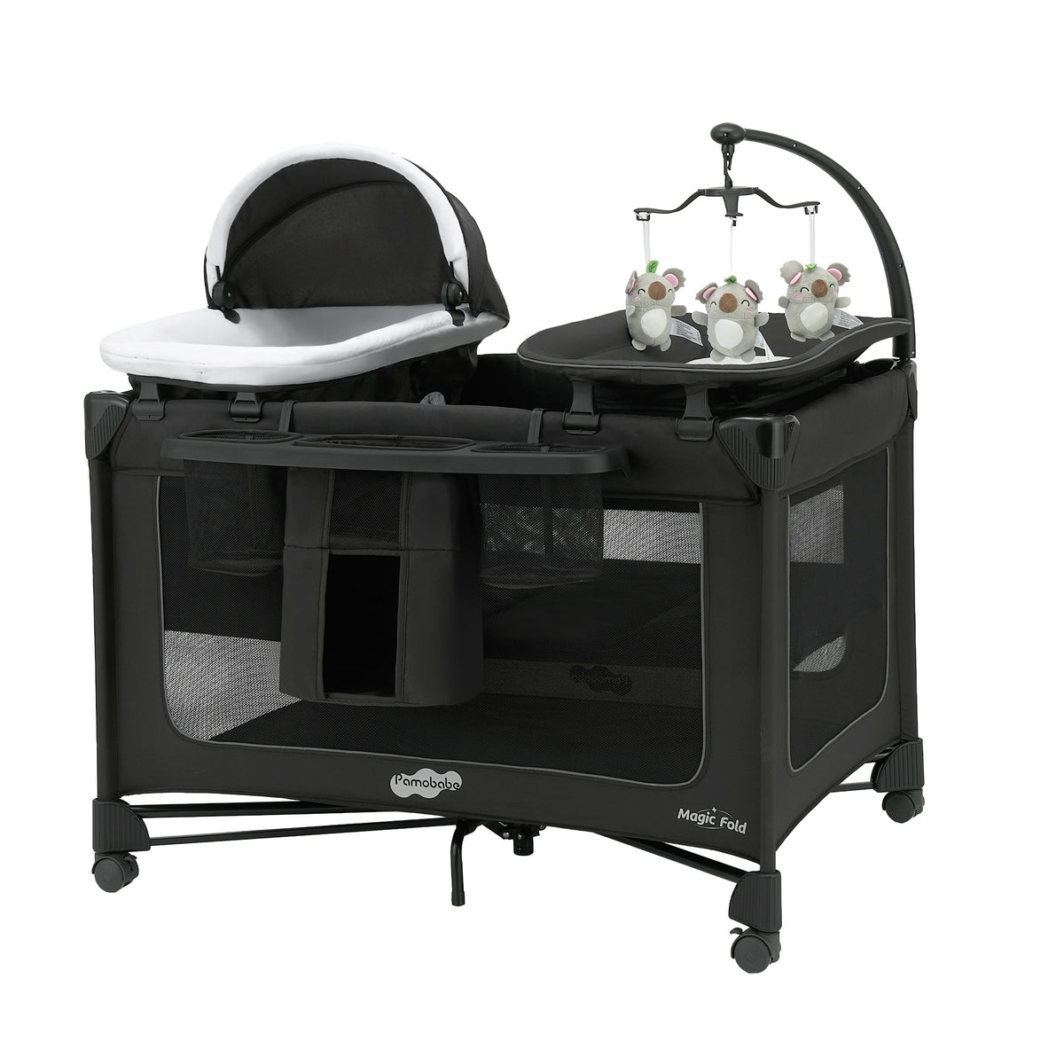 Pamo Babe Pack and Play with Bassinet 1 Step Set Pack And Play Baby Playard with Mattress