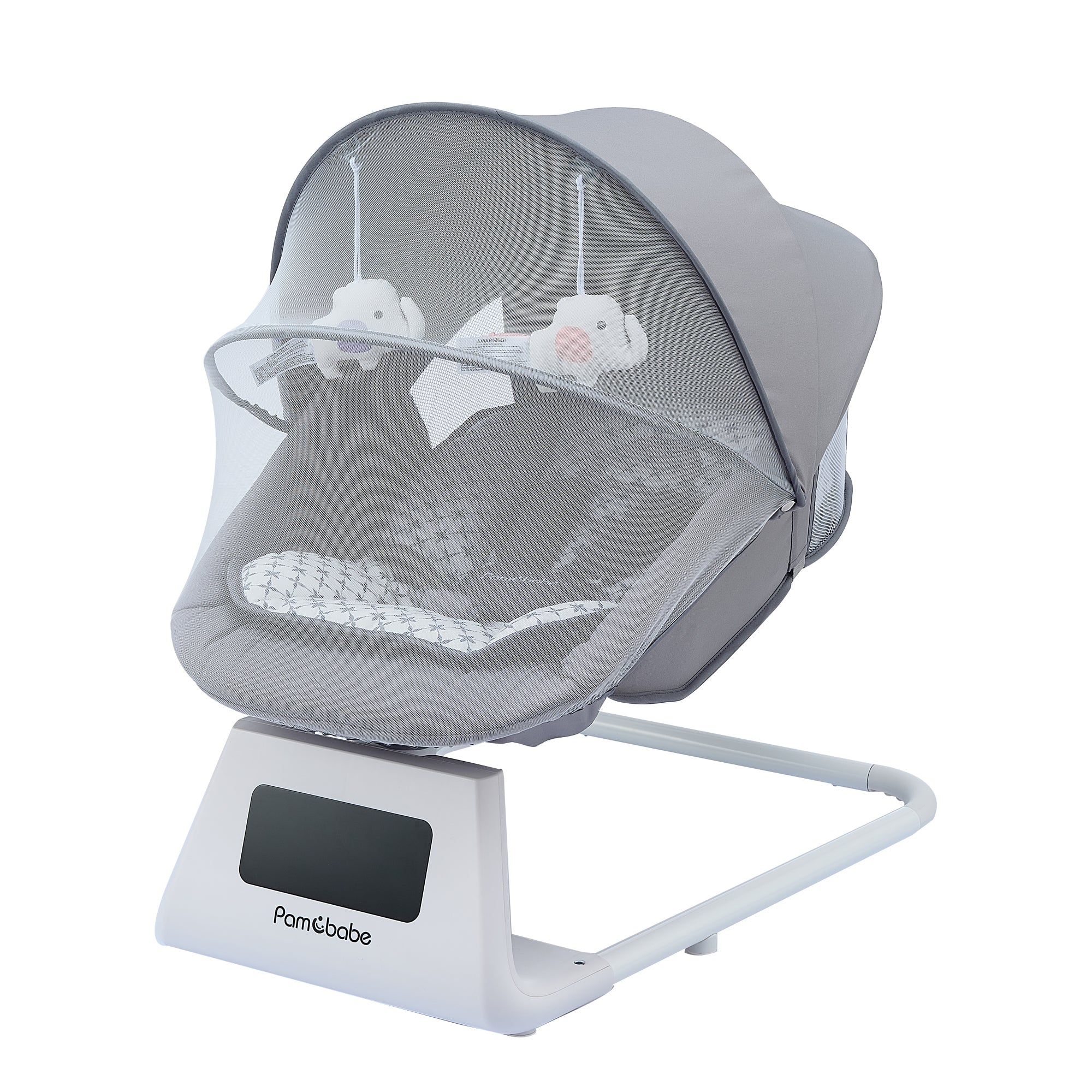 Pamo Babe Unisex Baby Swing for Newborns,5 Speeds swing modes, Canopy,Mosquito Net(Grey)