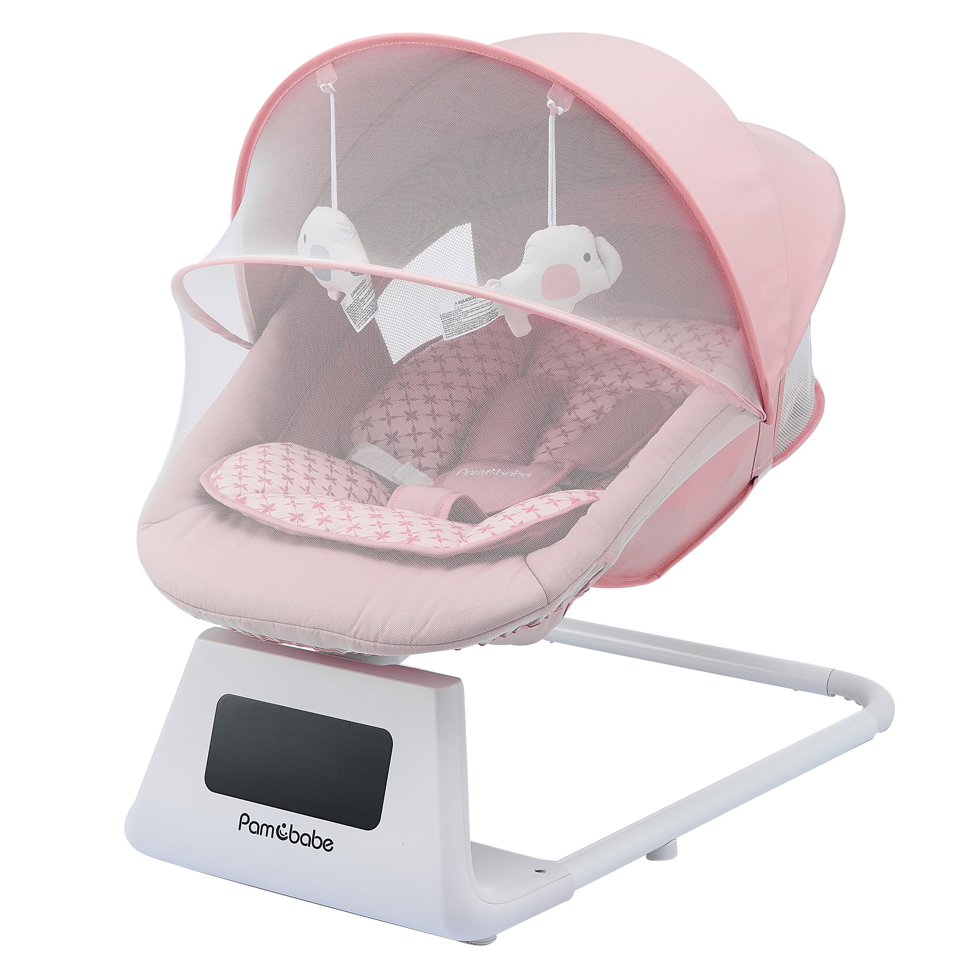 Pamo Babe Baby Swing for Newborns,5 Speeds swing modes, Canopy,Mosquito Net(Pink)