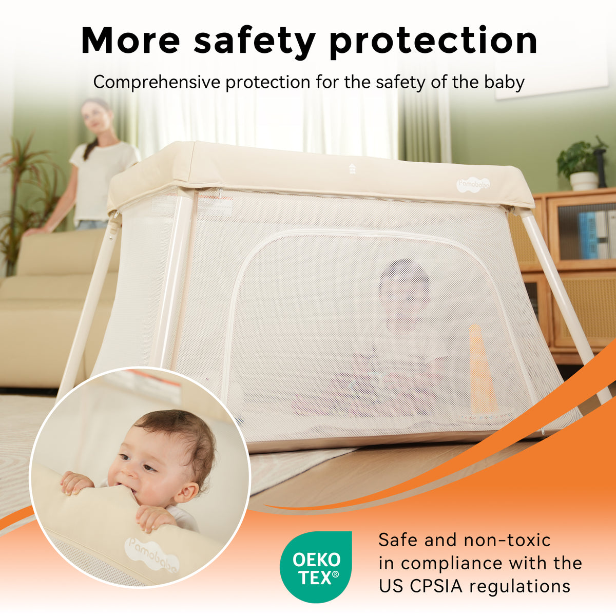 Pamo Babe Travel Crib, Portable Pack and Play with Mattress for Toddlers