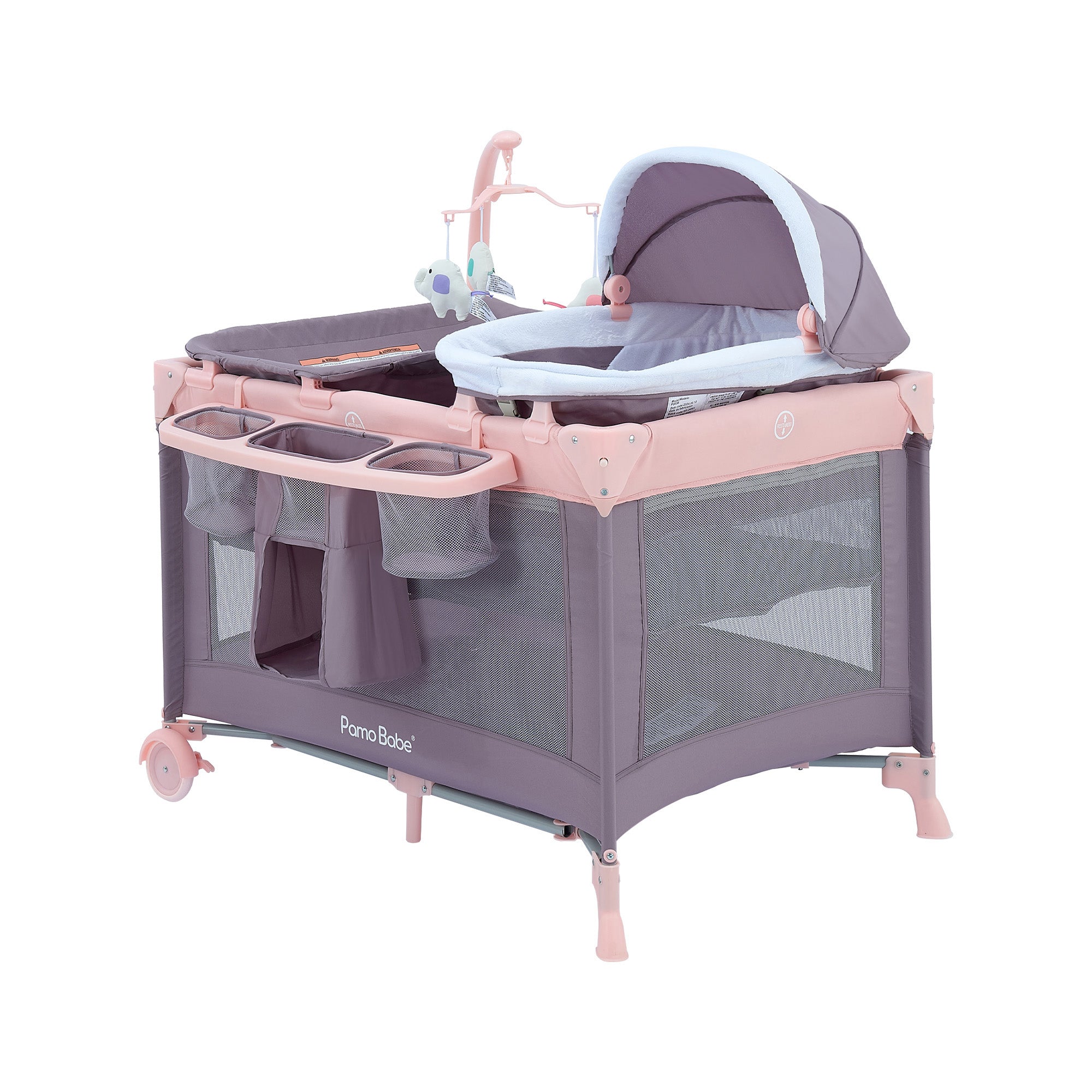Pamo Babe  Playard with Bassinet & Changing Table, Pink