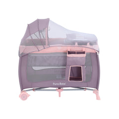 Pamo Babe Portable Baby Nursery Center Play Yard Include Wheels, Canopy, Changing Table(Pink)