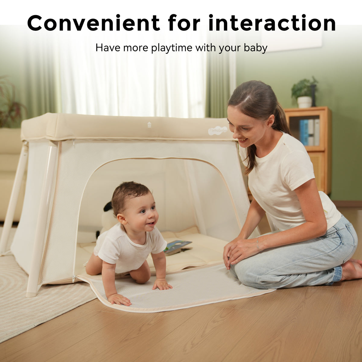 Pamo Babe Travel Crib, Portable Pack and Play with Mattress for Toddlers