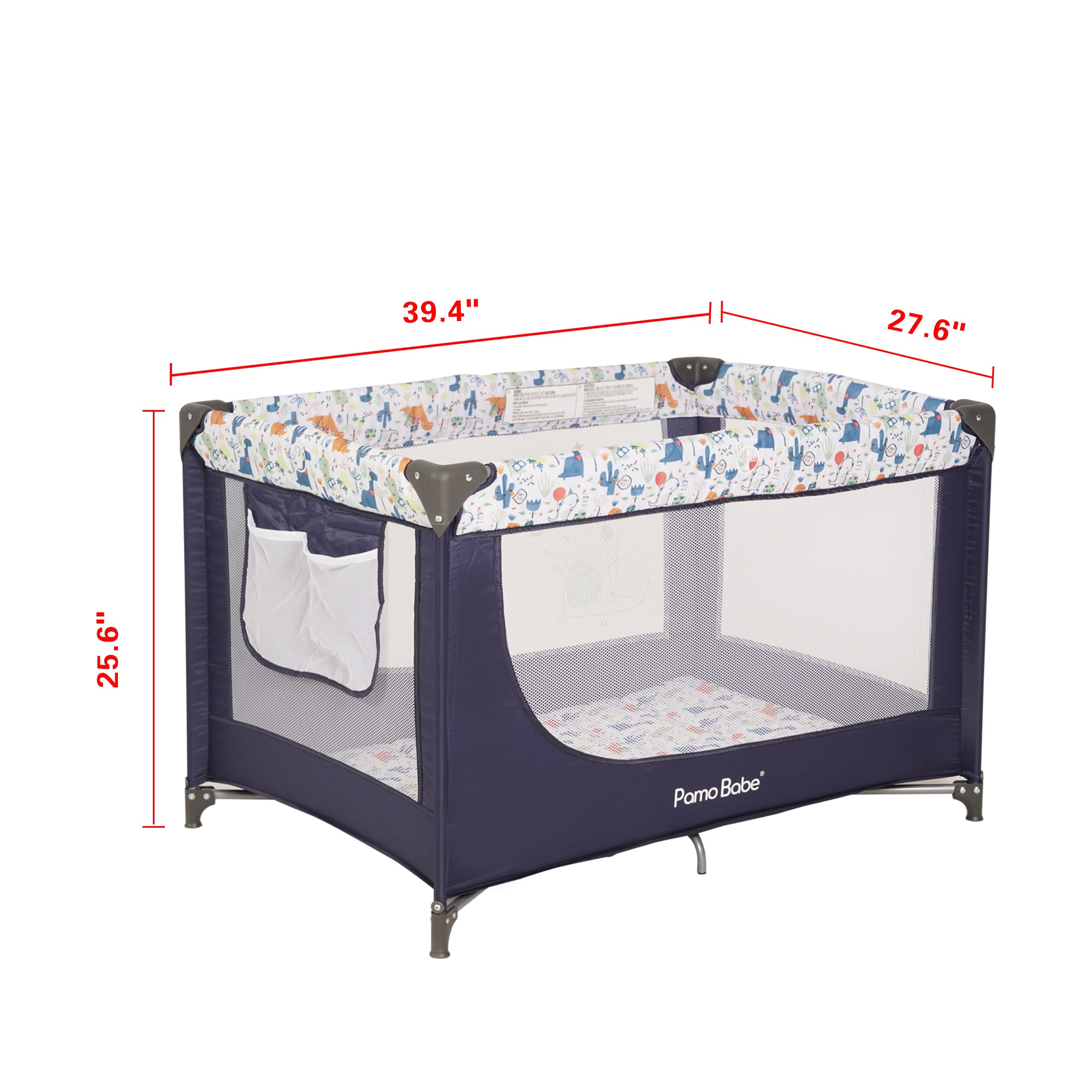 Pamo Babe Unisex Portable Basic Playard and Playpen with Mattress and Carry Bag(Blue)
