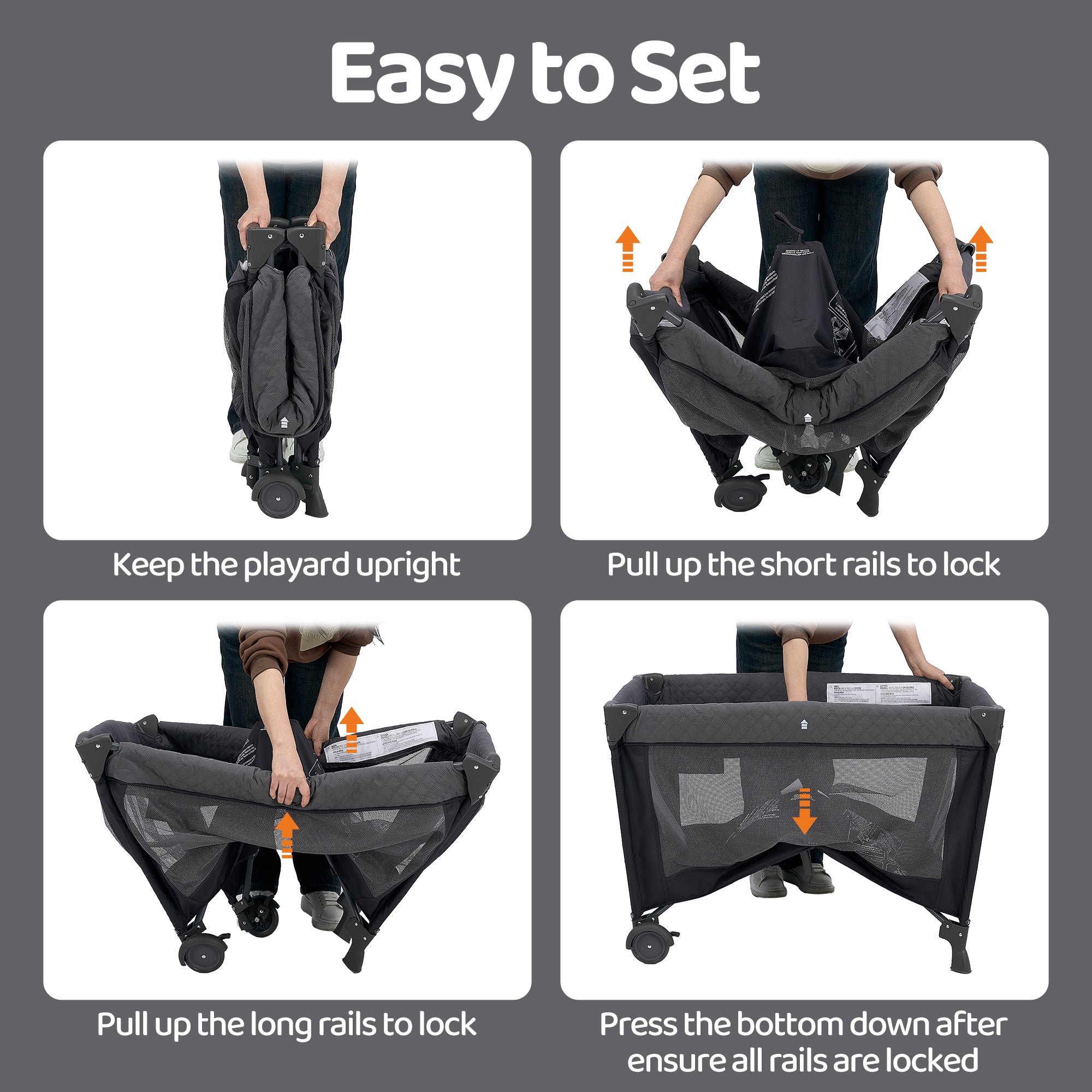 Pamo Babe Unisex  Playard with Bassinet & Changing Table, Grey