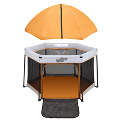 Pamo Babe Travel Playpen with Sun Protection Canopy - Play Yard for Babies and Toddlers - Baby Tent with Zipper Door