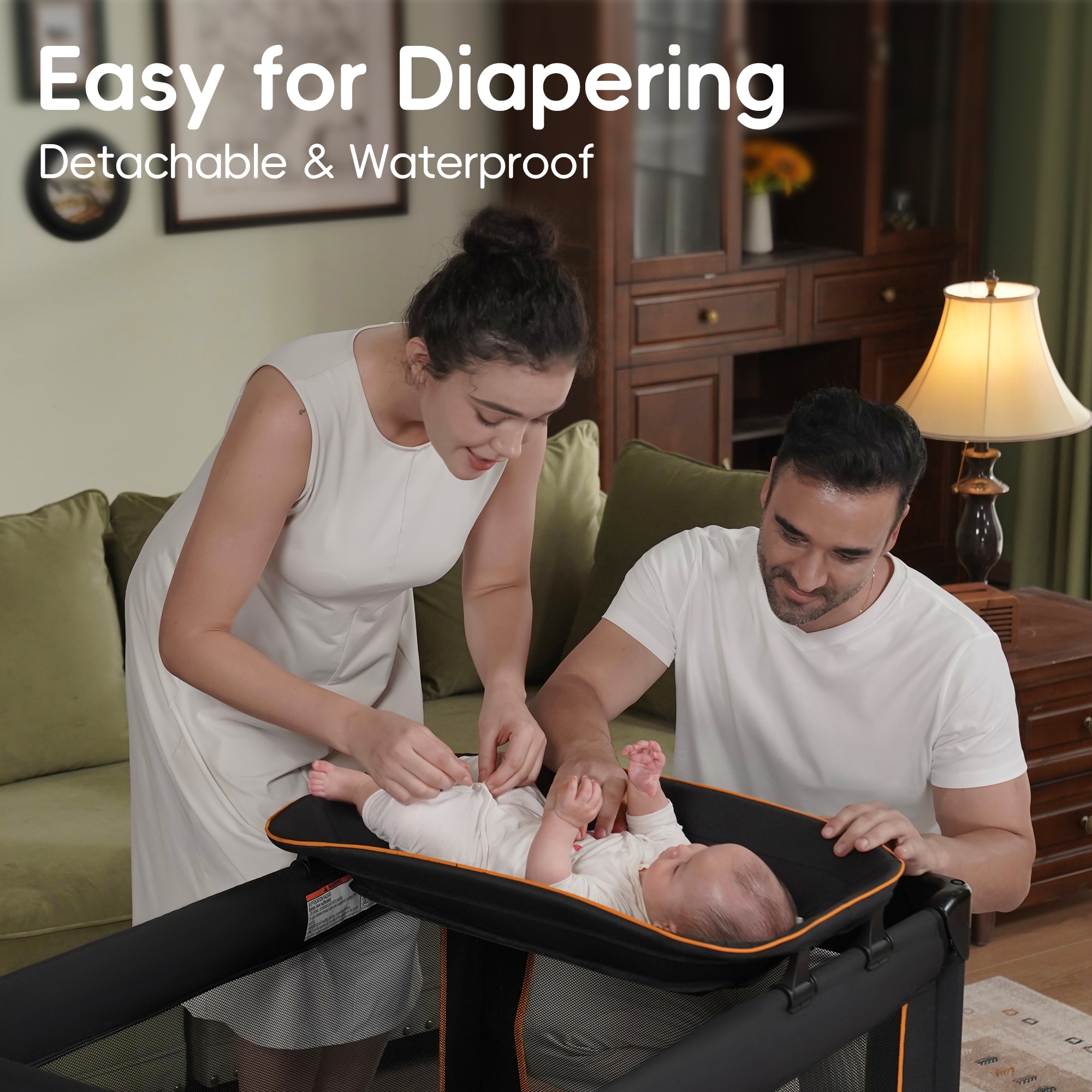 Pamo Babe Unisex Magic Fold One-Step Baby Playard with Bassinet & Changing Table, 0-36 Months