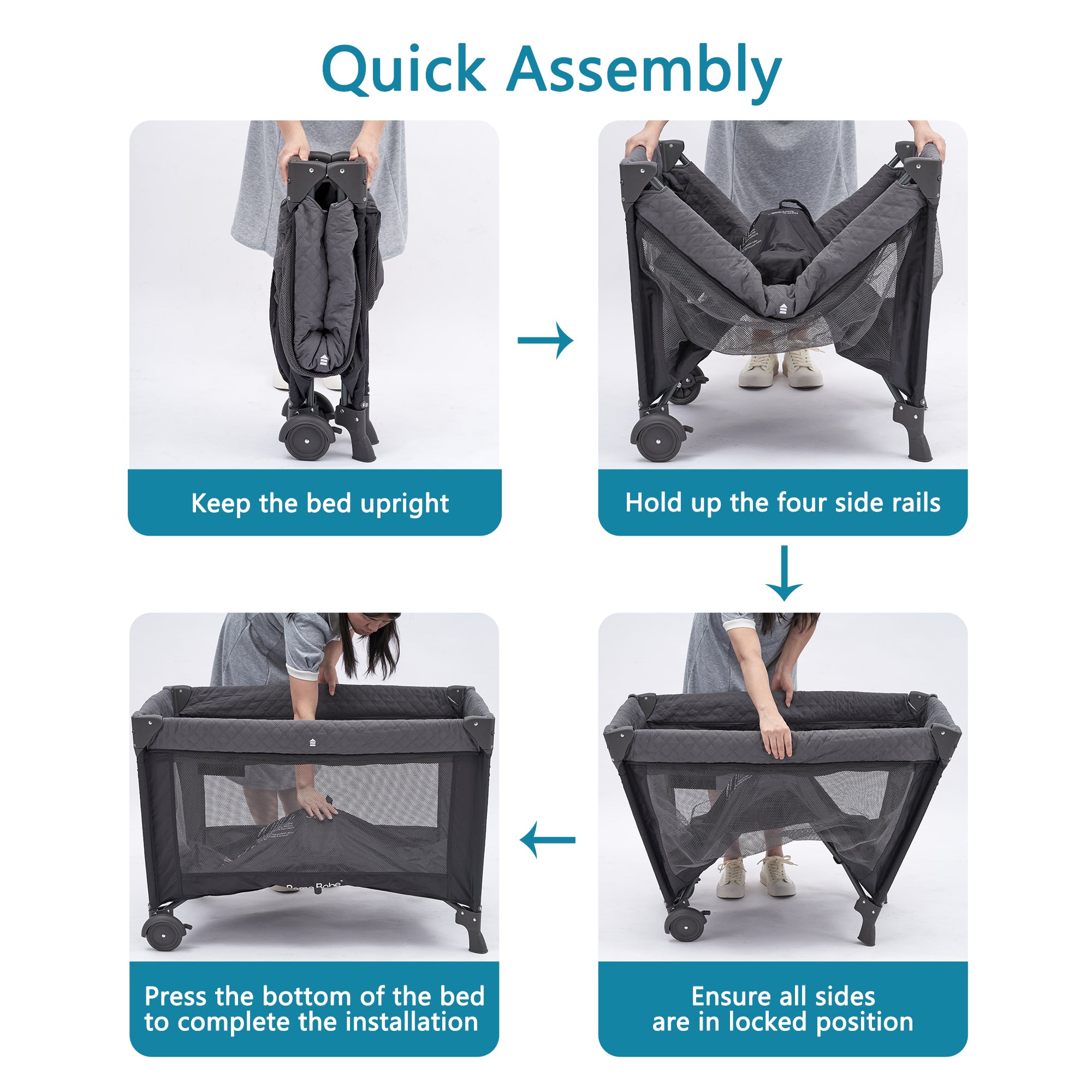 Pamo Babe Unisex  Playard with Bassinet & Changing Table, Grey