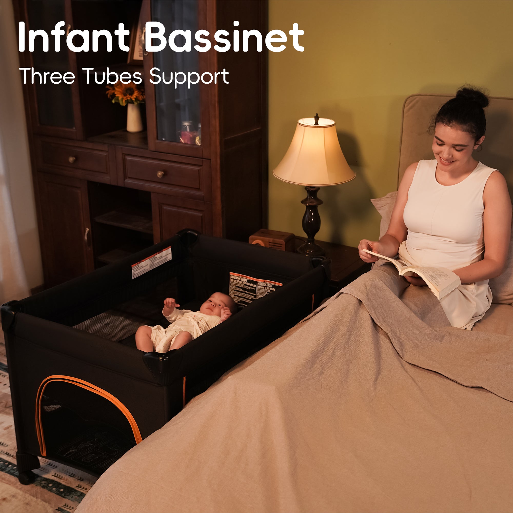 Pamo Babe Unisex Magic Fold One-Step Baby Playard with Bassinet & Changing Table, 0-36 Months