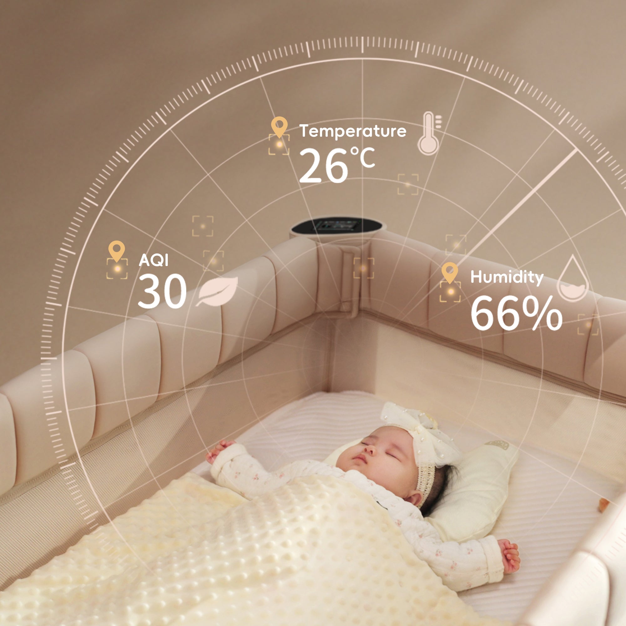 Pamobabe Smart Baby Crib, Multifunctional Bedside Crib playard