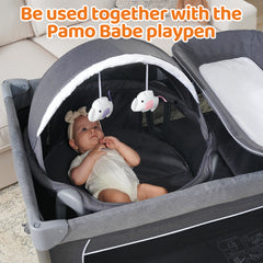 Pamo Babe Portable Playard, Unisex Baby Play Pen with Carrying Bag (Gray)