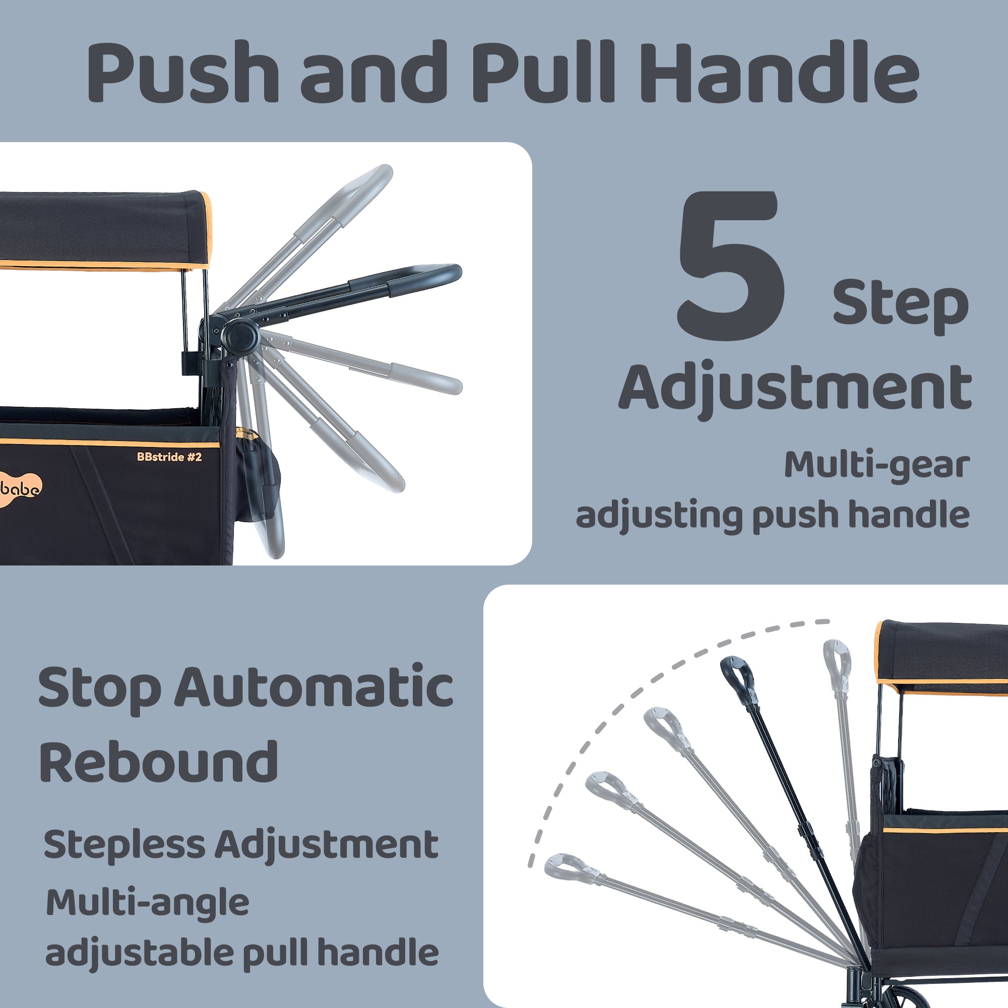 Pamo Babe Wagon Stroller, 2-Seat and All-Terrain Wagon for Toddlers with Canopy Adjustable Handlebar for Toddler