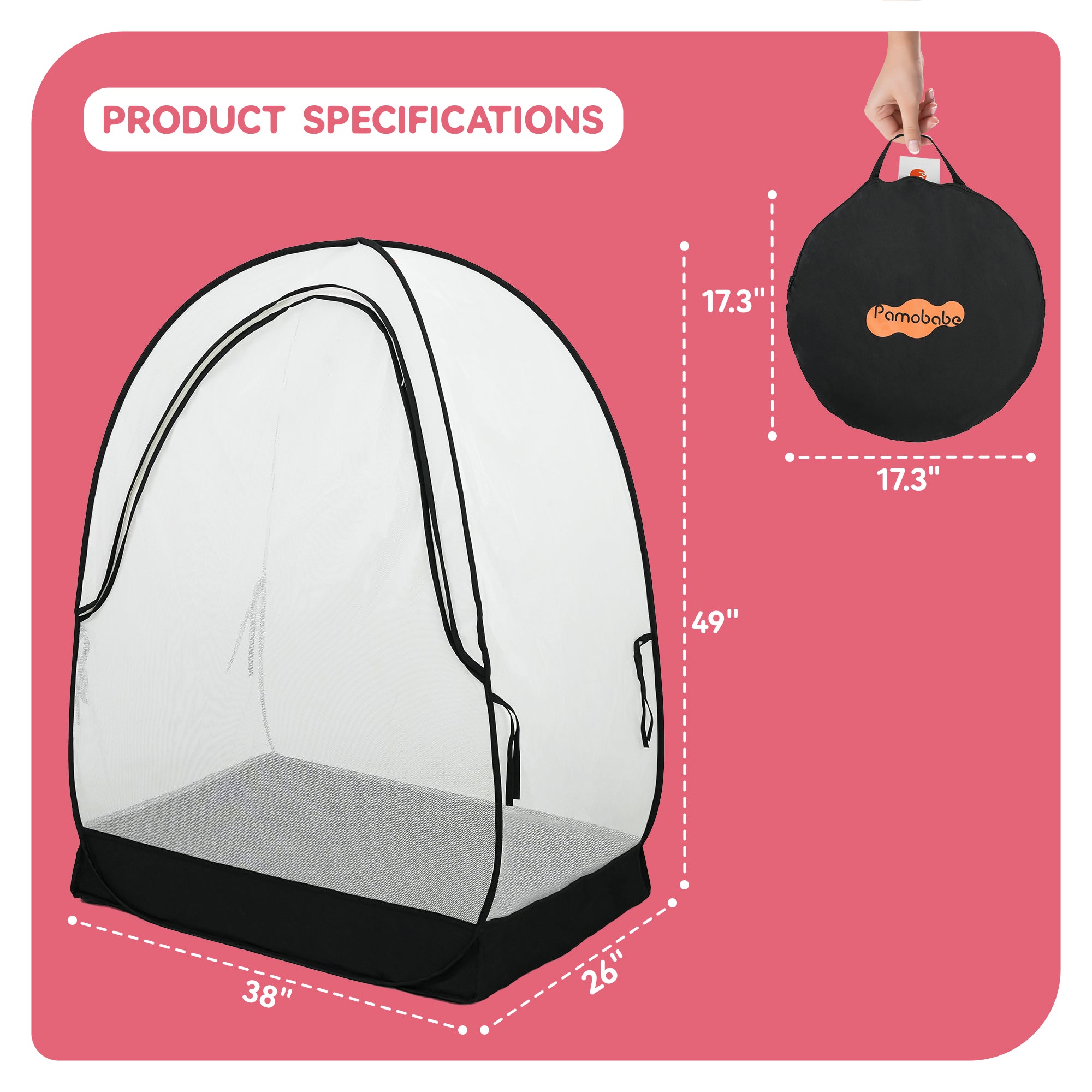 Pamo Babe Pack and Play Tent, Net Cover to Keep Baby in, Pop Up Breathable Mosquito Net