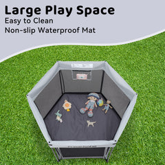 Pamo Babe Travel Playpen with Sun Protection Canopy - Play Yard for Babies and Toddlers - Baby Tent with Zipper Door