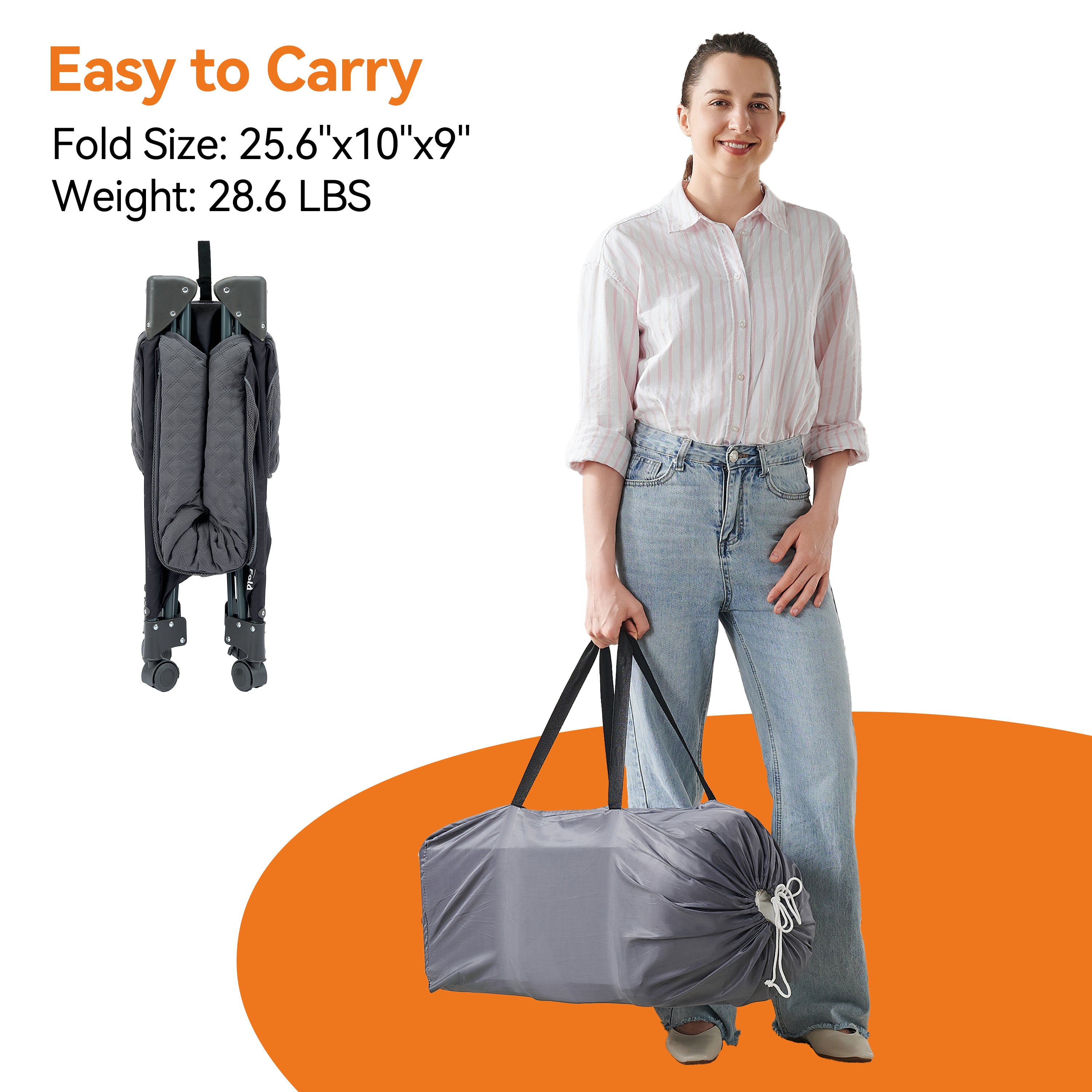 Pamo Babe 1-Second Setup 3-in-1 Playard for Babies - Heavy-Duty Steel Frame for Safe Sleep Space, Portable Crib with Zip Door & Changing Table, Locking Wheels, Breathable Mesh