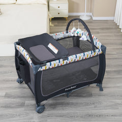 Pamo Babe Unisex Deluxe Nursery Center Portable Playard with Changing Table ,Toy Bar, Navy Blue